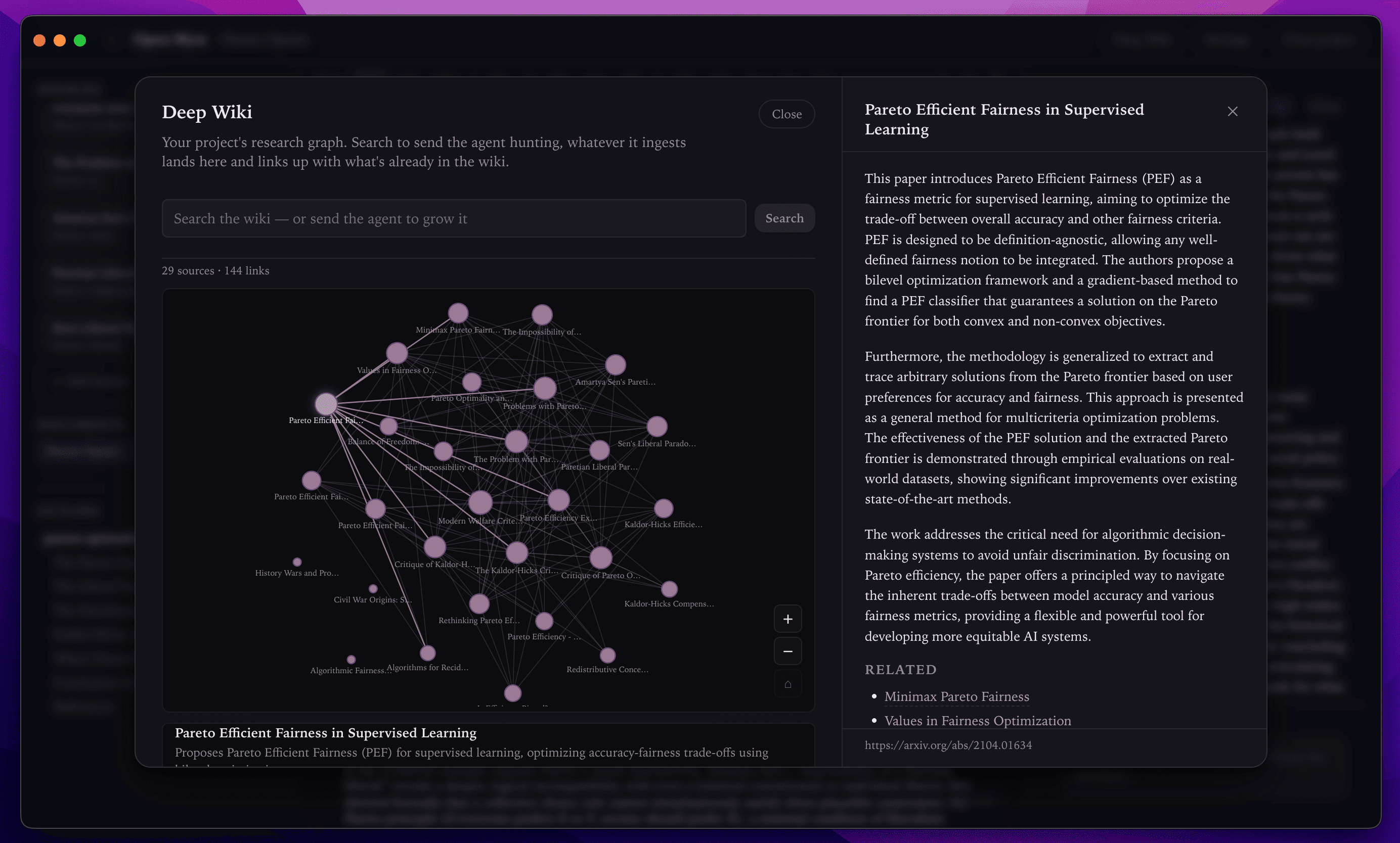 Deep Wiki—force-directed graph of sources